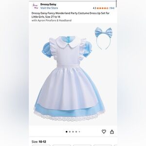 NWT Dressy Daisy Blue & White Costume w/ Headband Size 10-12